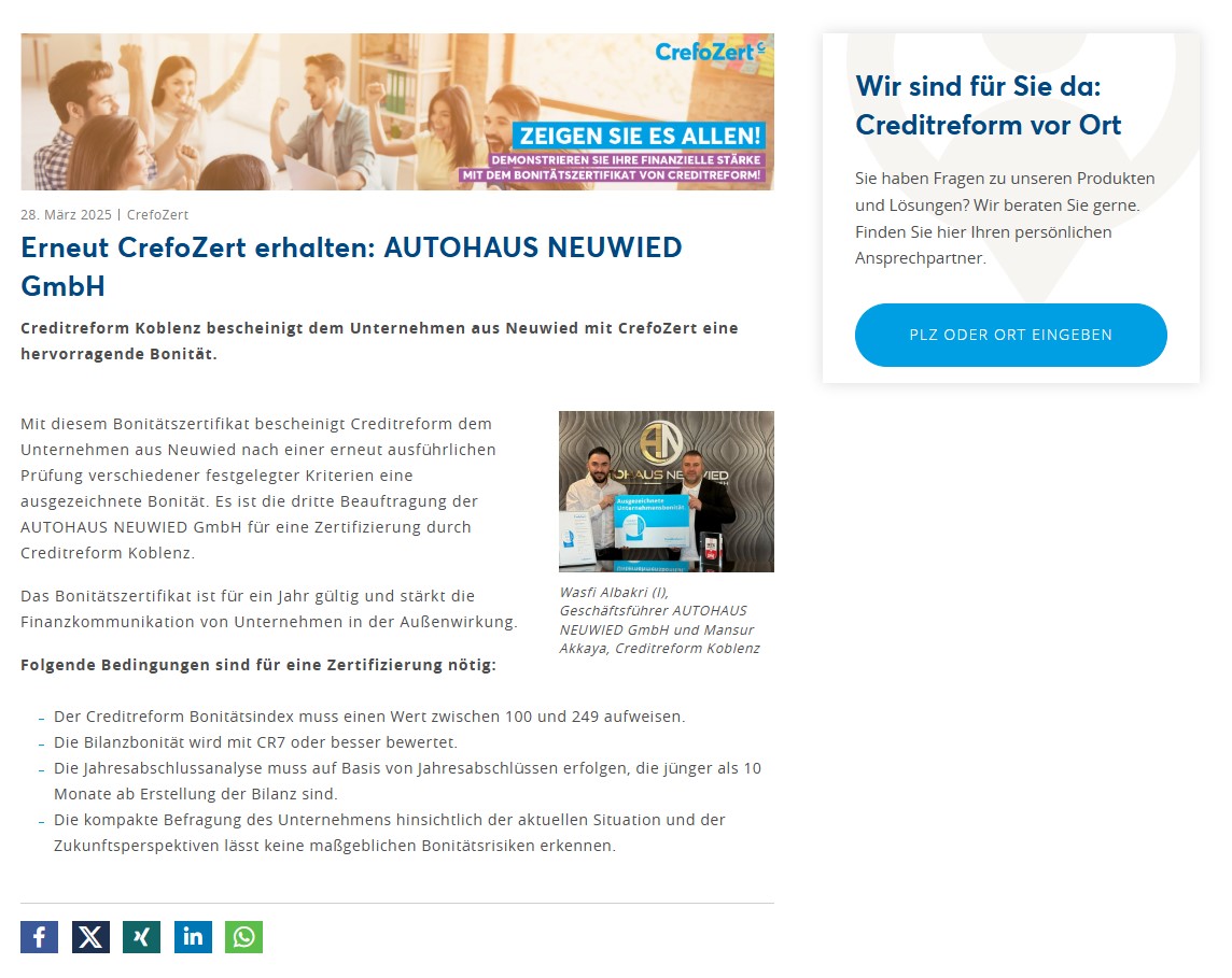 CrefoZert Übergabe 2025